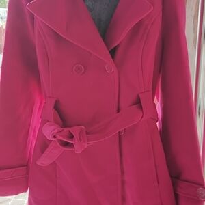 Jou Jou Fuchsia Double-Breasted Trench Coat
